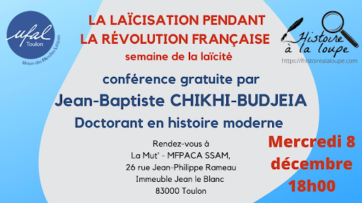 "La laïcisation pendant la Révolution Française", une conférence de l'Ufal Toulon le 8 décembre @ La Mut' - MFPACA SSAM