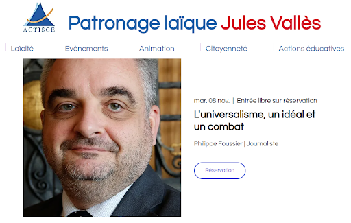 [Ufal Paris] Conférence "L'universalisme, un idéal et un combat", 8 novembre @ Patronage Laïque Jules-Vallès
