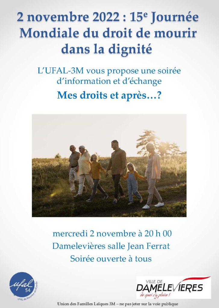 [Ufal-3M] 15e Journée Mondiale du droit à mourir dans la dignité, 2 novembre @ Salle Jean Ferrat