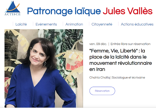 [Ufal Paris] « Femme, Vie, Liberté » conférence le 9 décembre au Patronage laïque @ Patronage Laïque Jules-Vallès