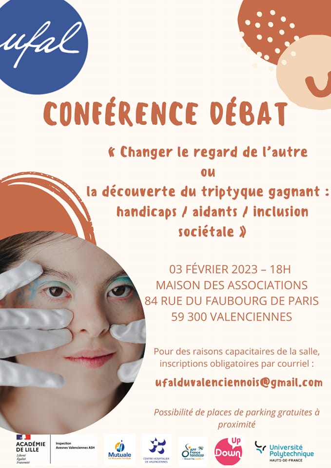 [Ufal du Valenciennois] Conférence-débat : "Handicaps, aidants, inclusion sociétale", 3 février, 18h @ Maison des associations
