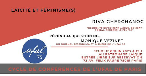 [Ufal Paris] “Laïcité et féminismes(s)”, 1er juin, 19h, Patronage laïque @ Patronage Laïque Jules-Vallès