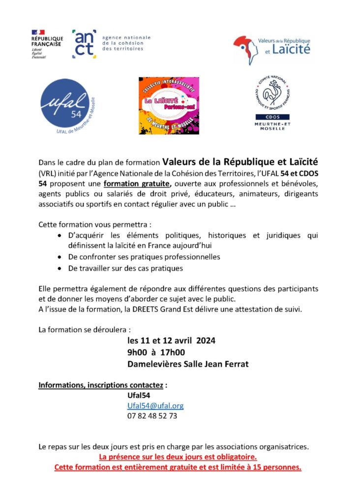 [Ufal Meurthe-et-Moselle] Formation gratuite VRL, 11 et 12 avril, Damelevières @ Damelevières