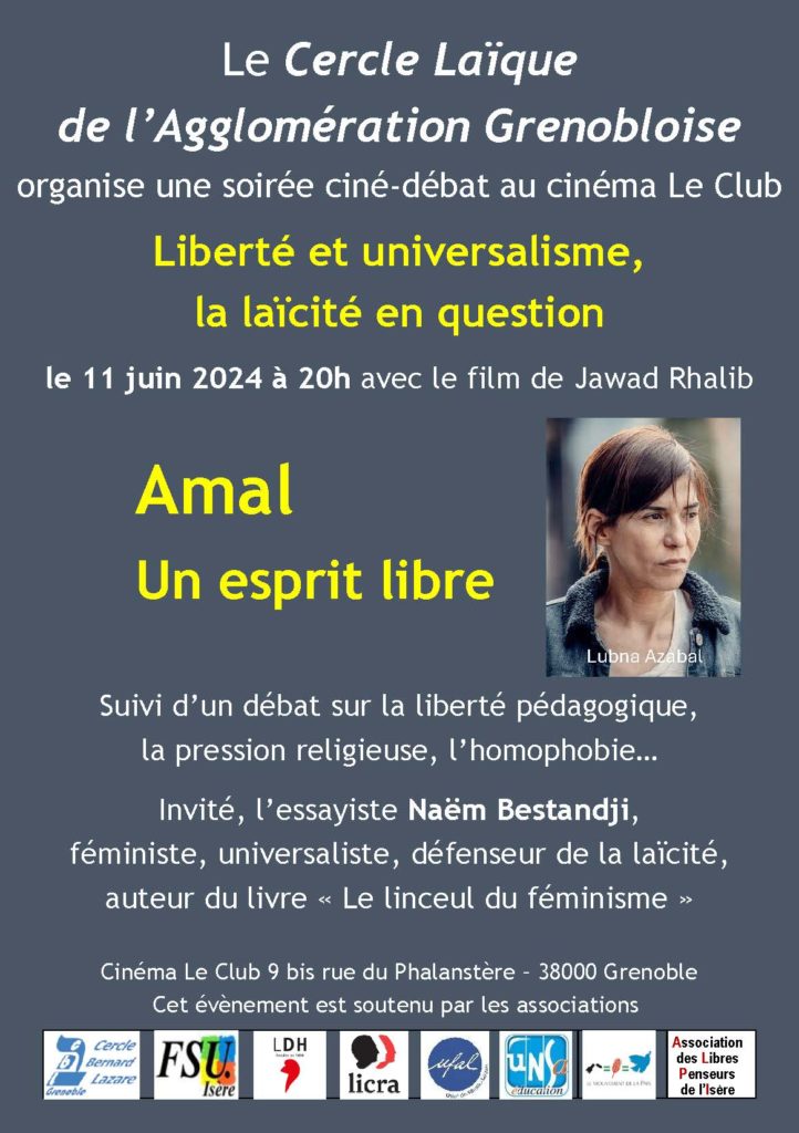 [Ufal Isère] Ciné-débat : "Amal, un esprit libre", 11 juin, 20h, Grenoble @ Cinéma Le Club, 9 bis rue du Phalanstère, 38000 Grenoble