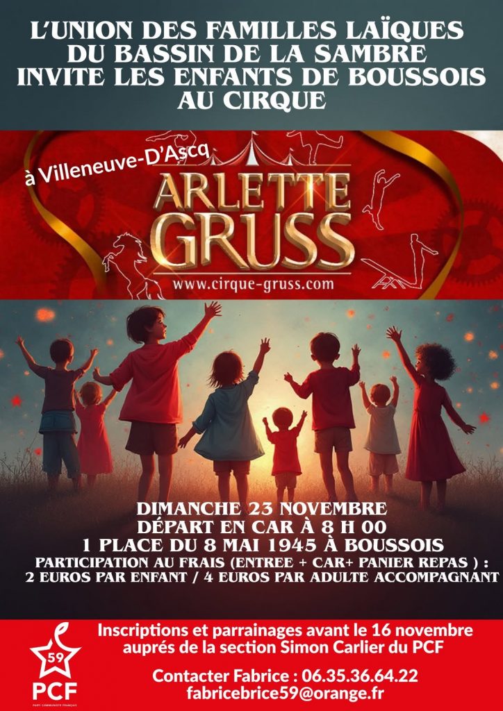 [Ufal Bassin de la Sambre] Cirque Gruss pour les enfants, Boussois, 23 novembre @ De Boussois à Villeneuve d'Asq