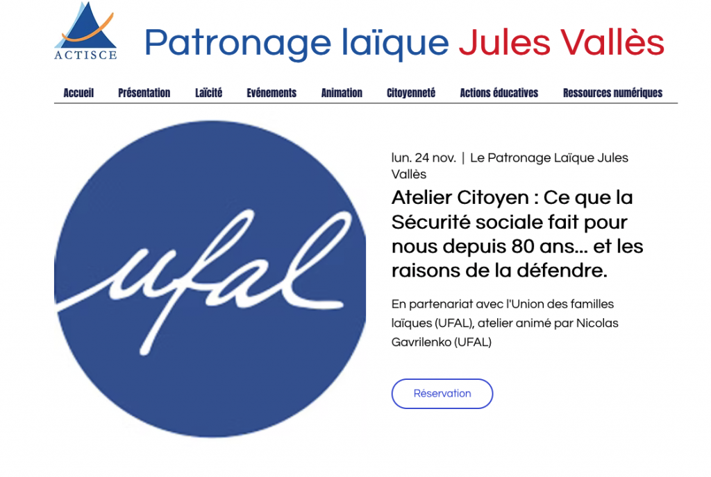 [Ufal 75 et 92] Atelier citoyen : Ce que la Sécu fait pour nous, 24 novembre, Paris @ Patronage Laïque Jules Vallès, 72 Av. Félix Faure, 75015